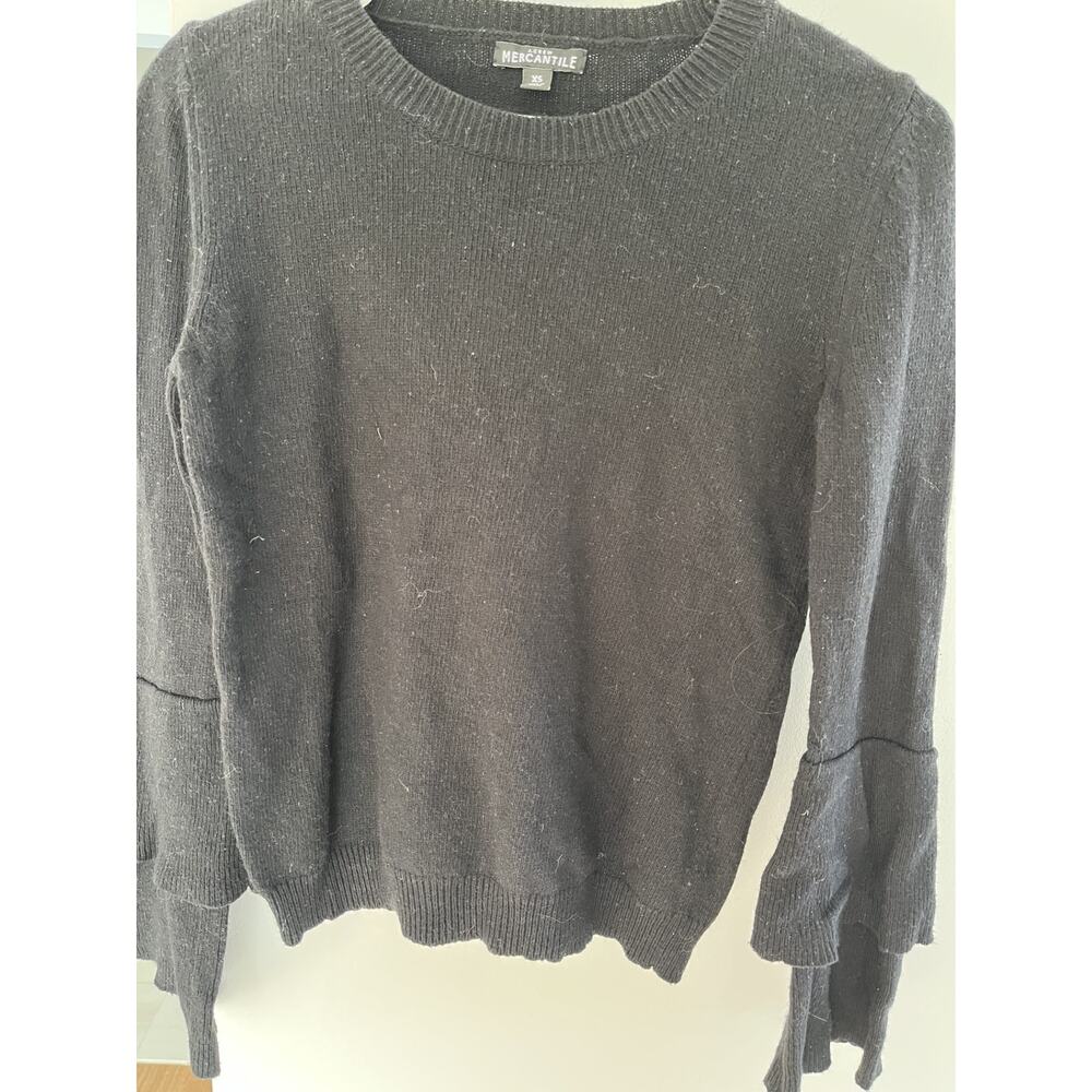 J Crew Mercantile Womens Sweater XS Black Sleeve Layers Preppy Old Money